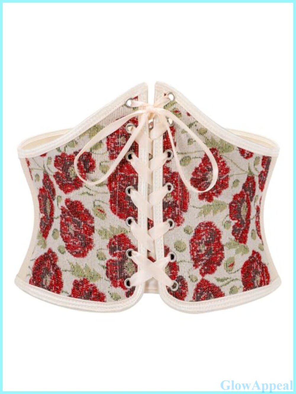 Floral Corset Belt Lace-up Wide Waist Belt Renaissance Costume Elastic